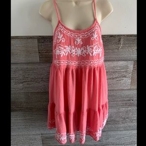Boho Daze medium pink dress with white embroidery